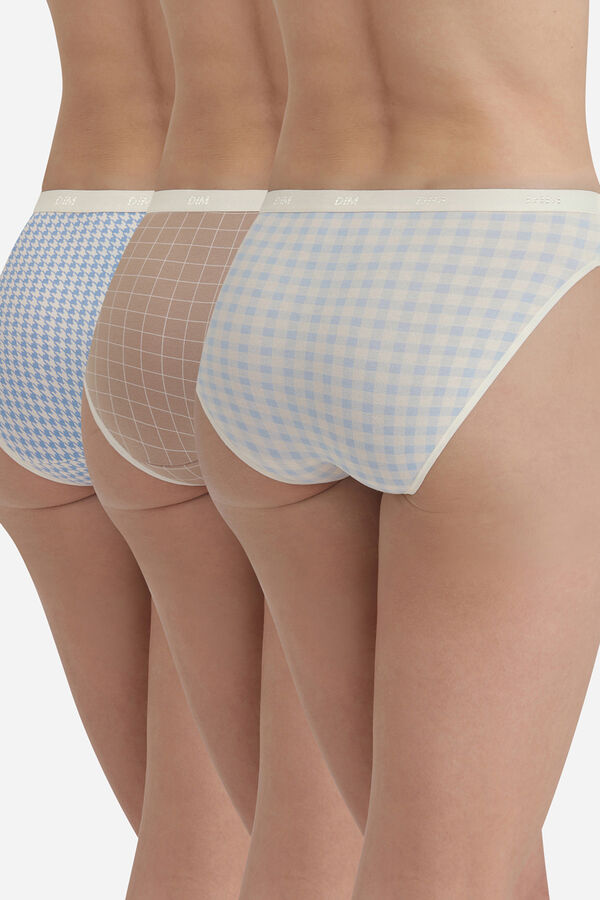 DIM Pack de 3 slips de algod&oacute;n el&aacute;stico con estampados blanco
