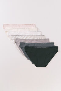 Women'secret Pack of 7 classic neutral cotton panties with logo