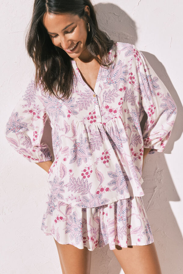 Women'secret Printed skirt and camisole set white