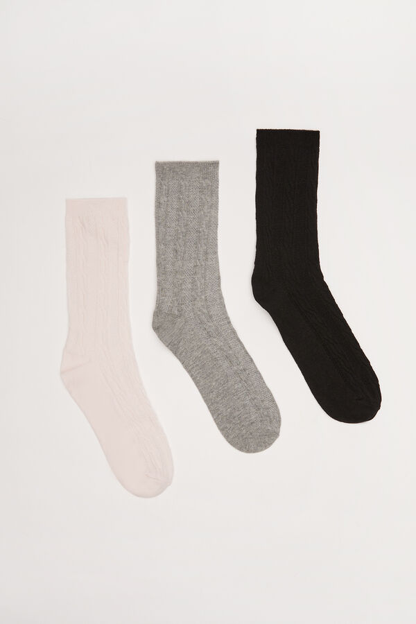 Womensecret 3-pack long textured cotton socks printed