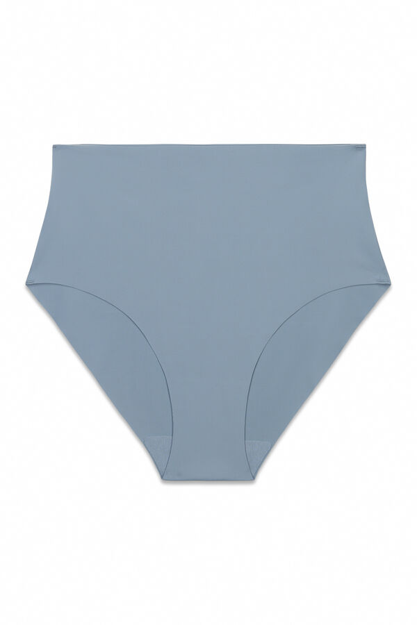 Women'secret Cuecas cintura alta sem costuras em microfibra azul azul