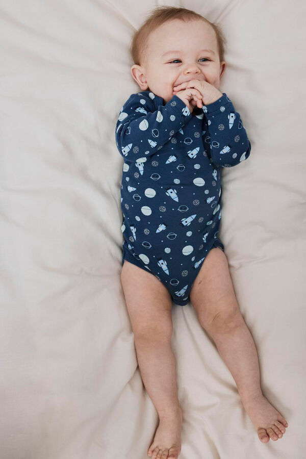 Name it Set of 3 baby boy space bodysuits blue