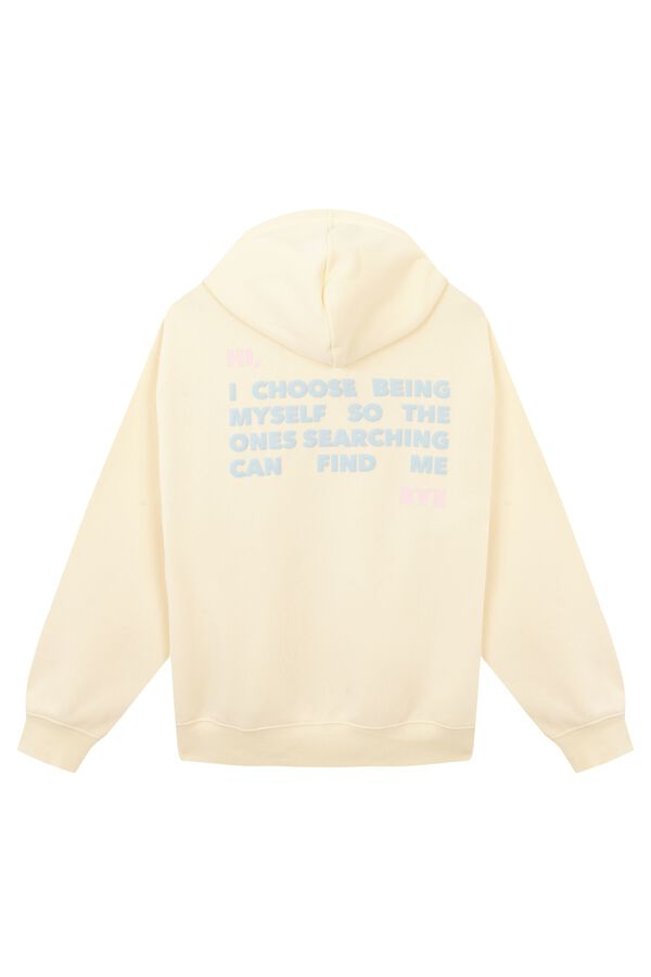 HI&BYE Yellow fleece hooded sweatshirt printed
