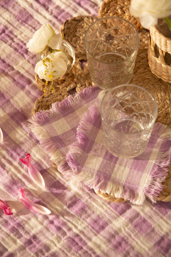 Womensecret Conjunto de 4 guardanapos Oslo de tecido lilás rosa