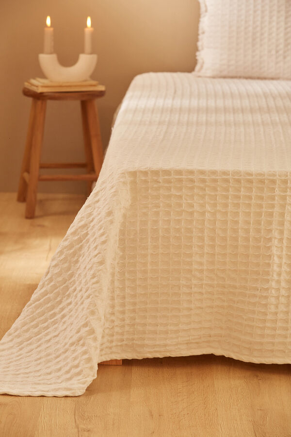 Calma House Ecru honeycomb cotton quilt honeycomb Wei&szlig;