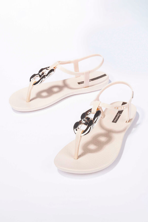 Ipanema Sandalia tira en T con cadena beige