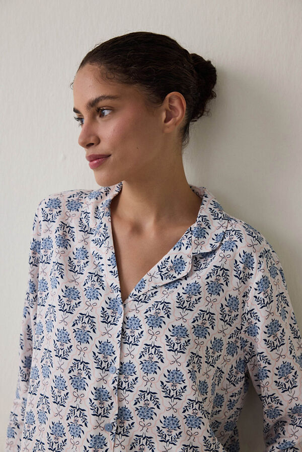 Penti Conjunto de pijama de manga larga con estampado de flores azules azul