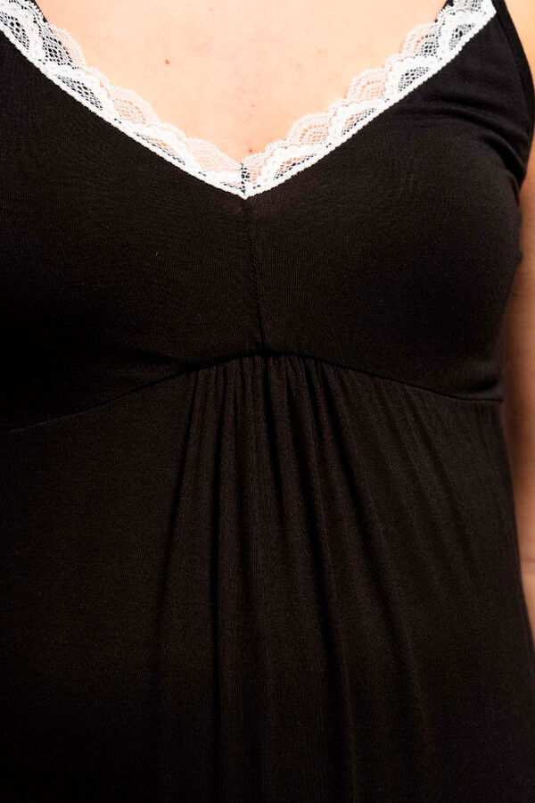 Womensecret Camisón de lactancia con encaje contraste negro