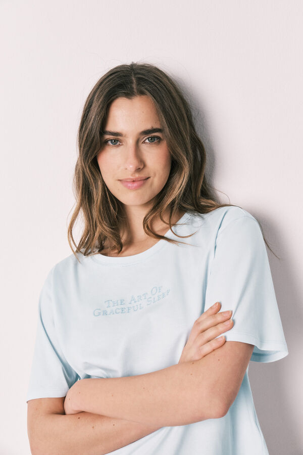 Women'secret Blue 100% cotton plaid pyjamas blue