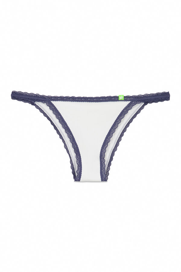 HI&BYE White seamless pointelle Brazilian panty white