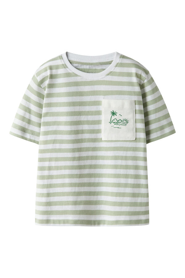 Name it T-shirt manga curta &agrave;s riscas verde