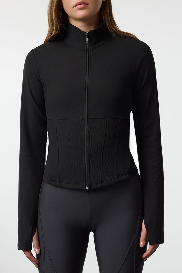 Trendyol Chaqueta deportiva negra cremallera negro