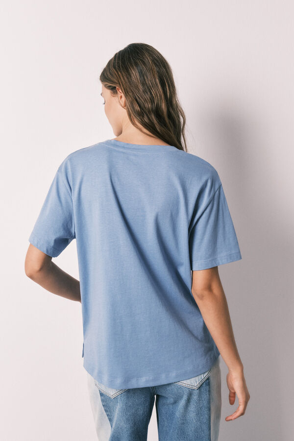 Women'secret Blue 100% cotton short sleeve T-shirt blue