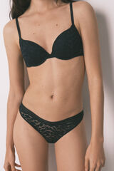 Women'secret Black lace classic V-waist panty black