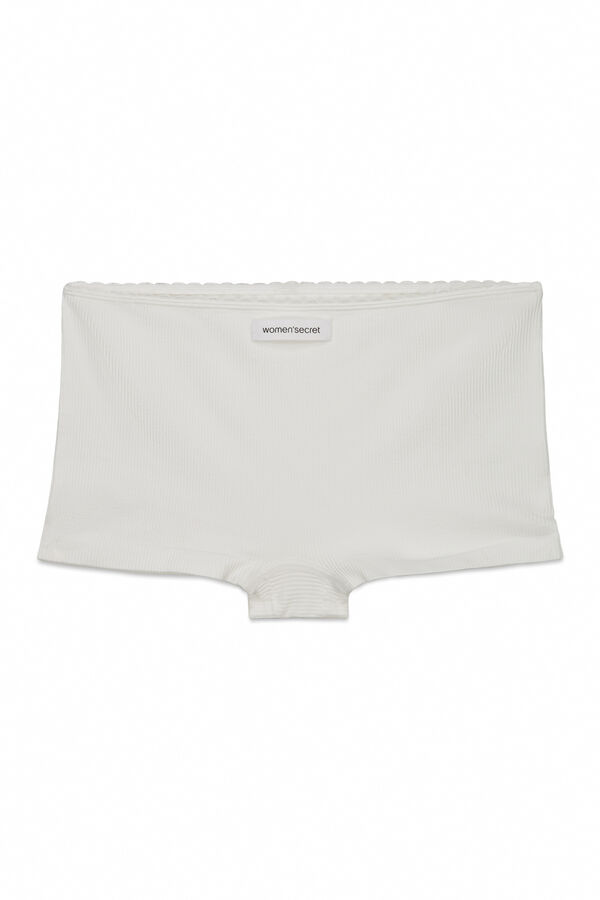 Women'secret White seamless ribbed boxer panty beige