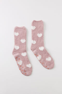 Womensecret Pink heart fluffy socks pink