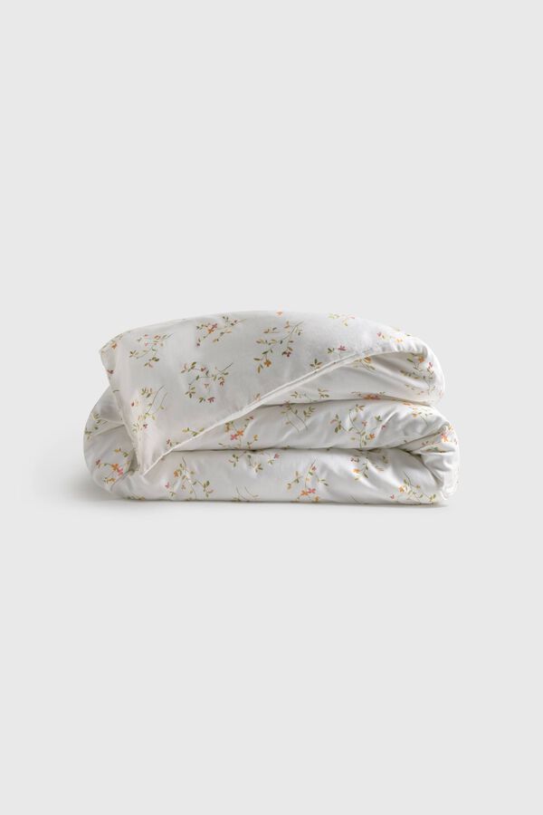 Textura Housse de couette en satin imprim&eacute;e blanc