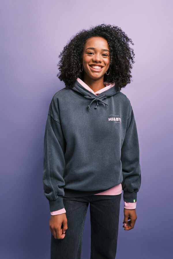HI&BYE Grey fleece hooded sweatshirt grey