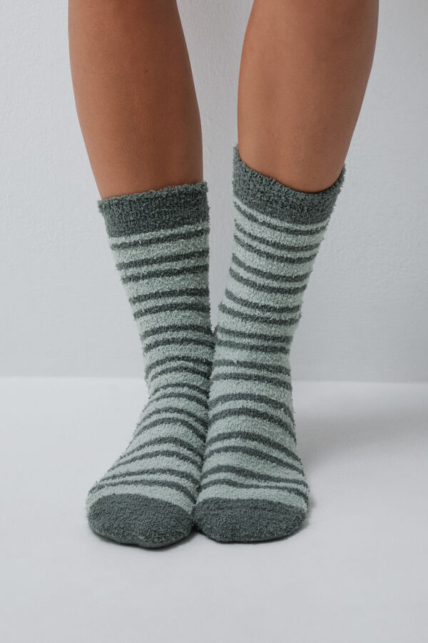 Women'secret Green striped long socks green