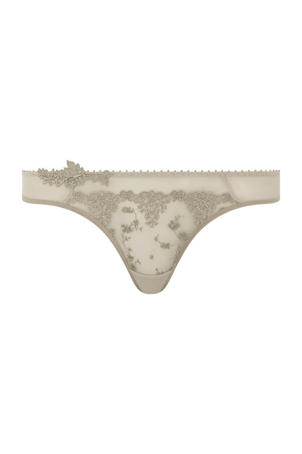Womensecret White Nights tanga with embroidery and tulle Naturweiß