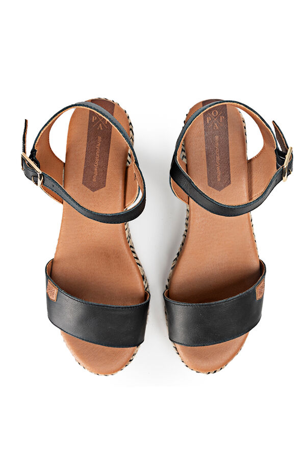 Womensecret Zante nappa leather low-wedge sandal Schwarz