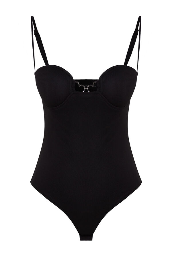 Trendyol Body negro escote coraz&oacute;n negro