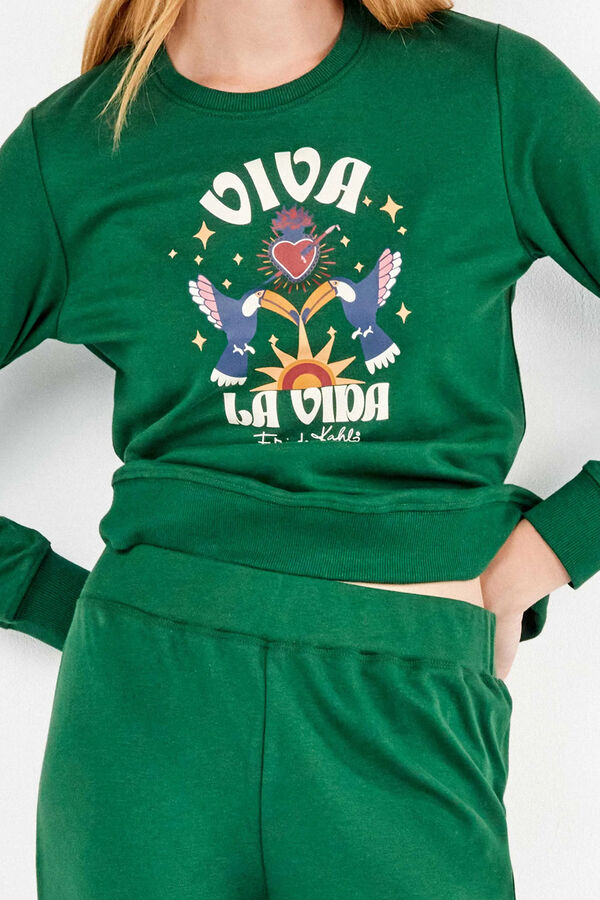 Gisela Conjunto sudadera y pantal&oacute;n Frida Kahlo verde