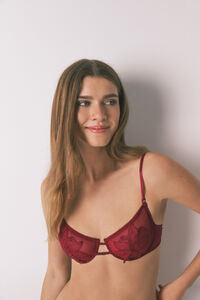Women'secret PRETTY red shimmer tulle balconette bra