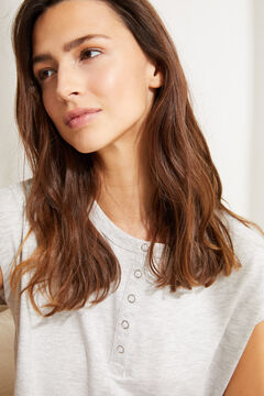 Womensecret Grey cotton short-sleeved Henley top grey