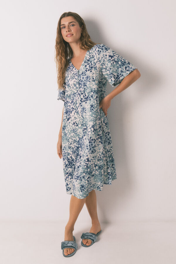 Women'secret Nuisette midi en jacquard fleuri vert vert