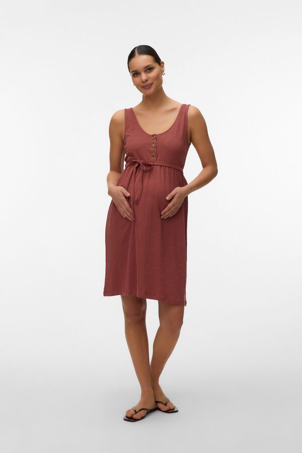 Mamalicous Maternity and breastfeeding short dress nude