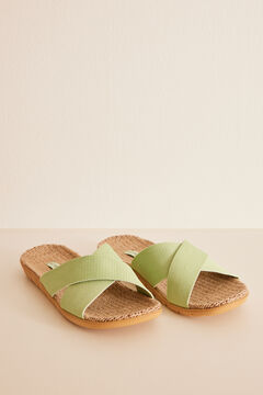 Womensecret Green crossed straps slippers green