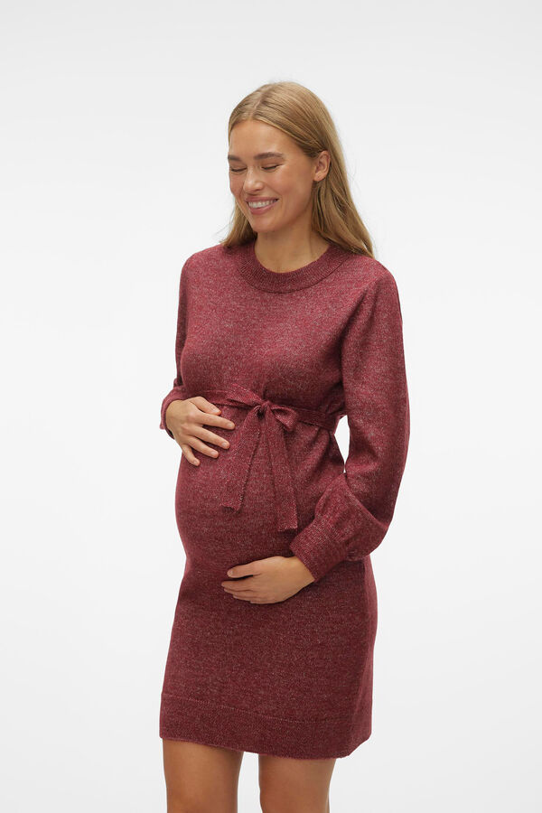 Womensecret Vestido corto de punto maternity burgundy