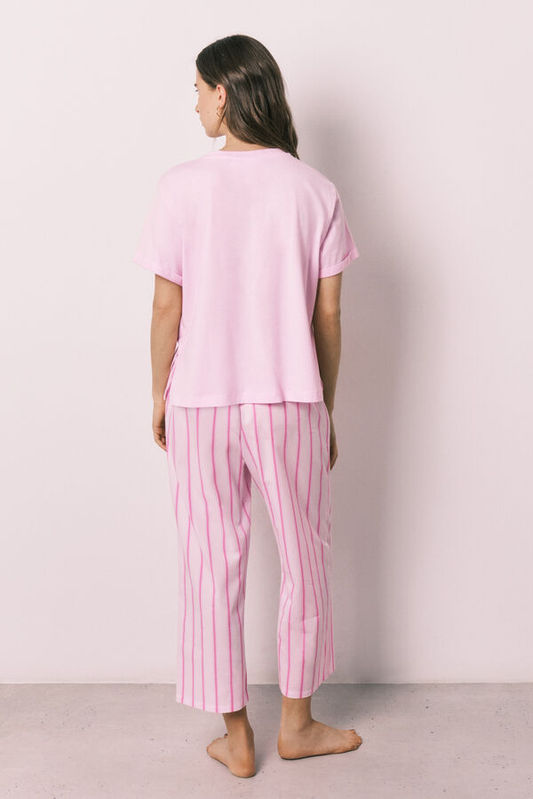 Women'secret Pink striped long pyjamas SmileyWorld&reg; pink