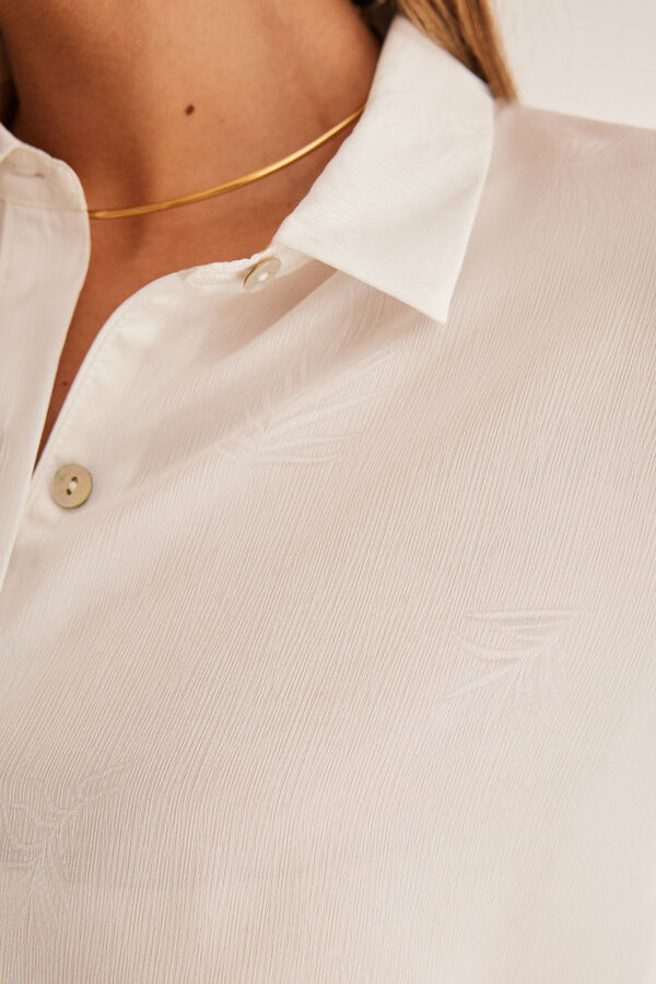 Womensecret Pyjama chemise satin blanc beige