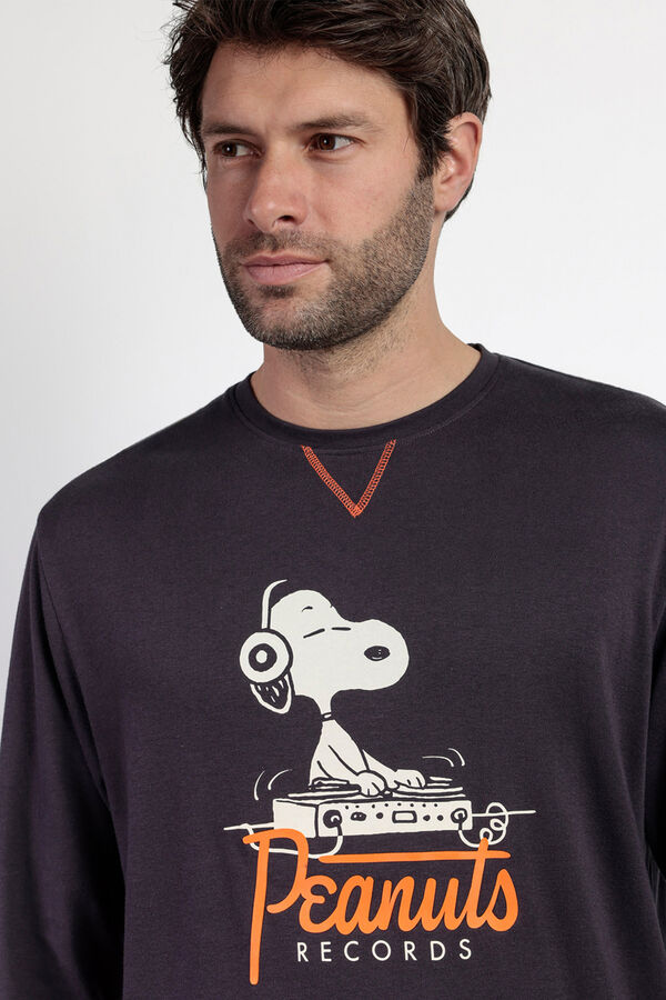 Admas Pijama largo estampado Snoopy para hombre gris