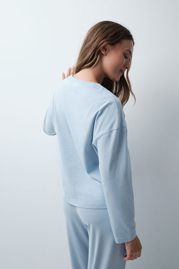 Women'secret Blue cotton long T-shirt blue