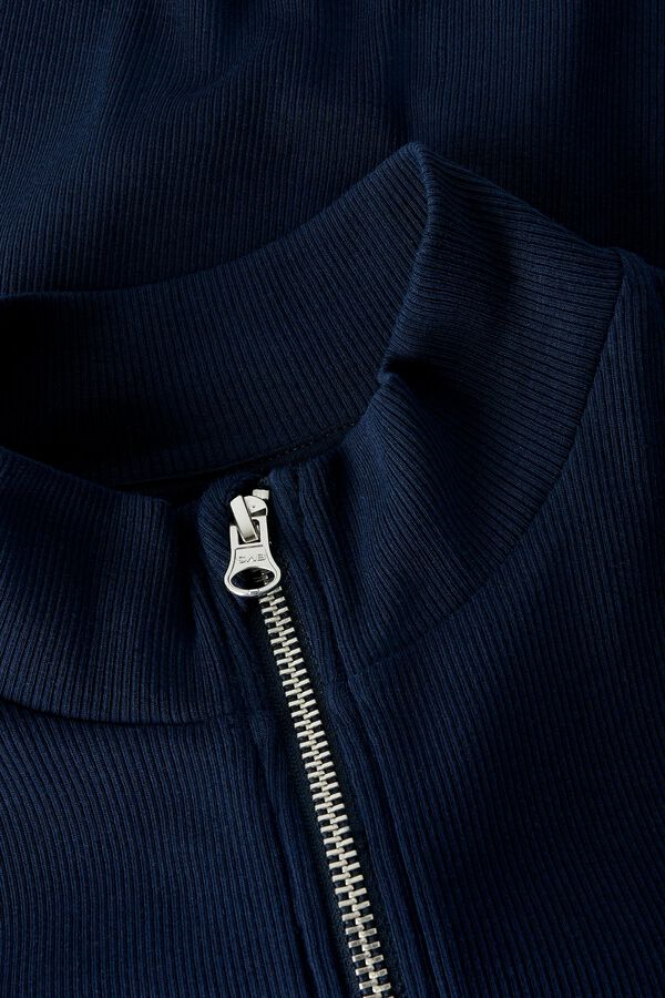 Lmtd Veste &agrave; manches longues c&ocirc;tel&eacute;e &agrave; col montant et fermeture &eacute;clair bleu