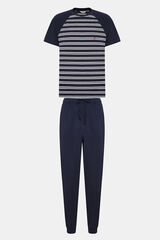 Womensecret Men's Navy blue striped pajama set S uzorkom