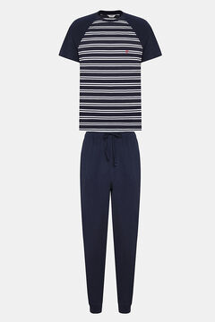 Womensecret Men's Navy blue striped pajama set printed