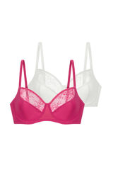 Dorina Pack 2 sujetadores encaje rosa y nude fucsia