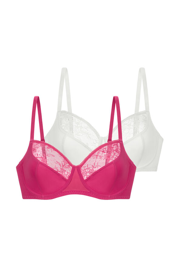 Dorina Pack 2 sujetadores encaje rosa y nude fucsia