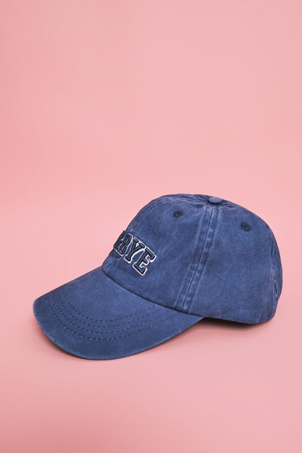 HI&BYE Casquette en coton bleue &agrave; logo brod&eacute; bleu