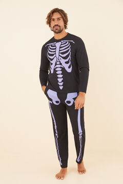 Womensecret Pijama 100% algodão preto esqueleto preto