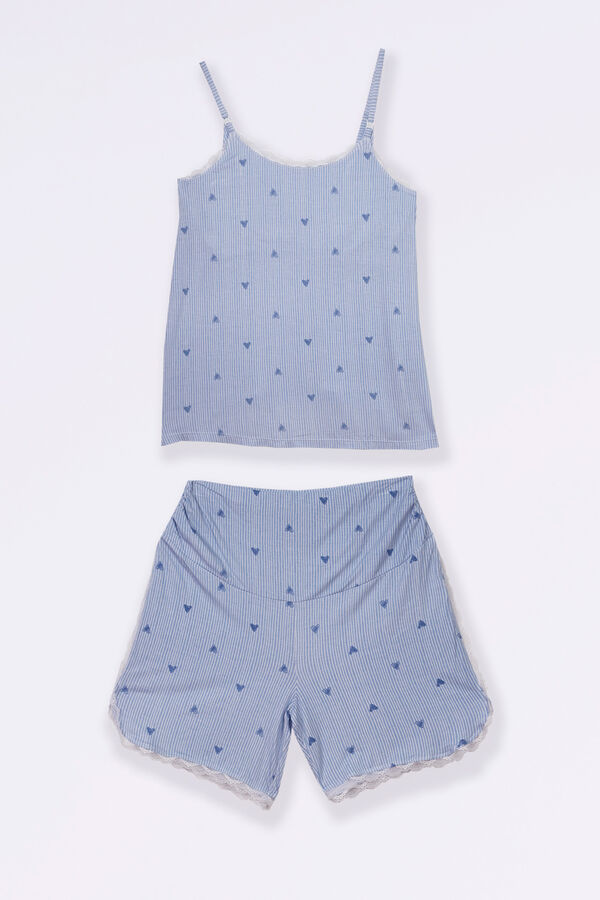 Womensecret Pyjama-Pack Print Streifen/Herzen Blau