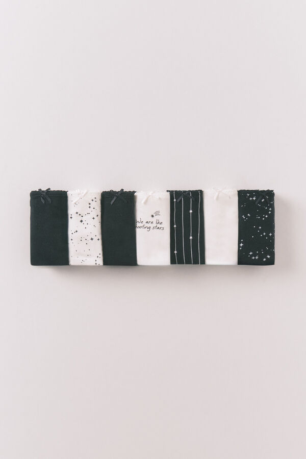 Women'secret Black & white cotton 7-pack classic print panties printed