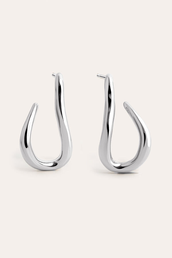 Womensecret Organic Hook steel hoop earrings szürke