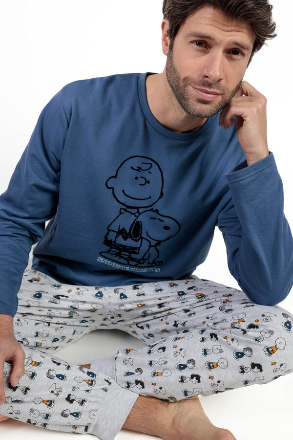 Admas Pijama largo felpa hombre Snoopy&Friends  azul