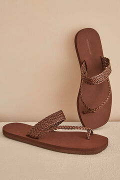 Womensecret Brown sandals with braided straps nude