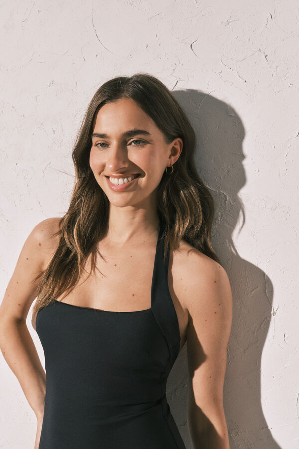 Women'secret Fato de banho moldador decote reto preto preto